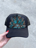 Black feather hat